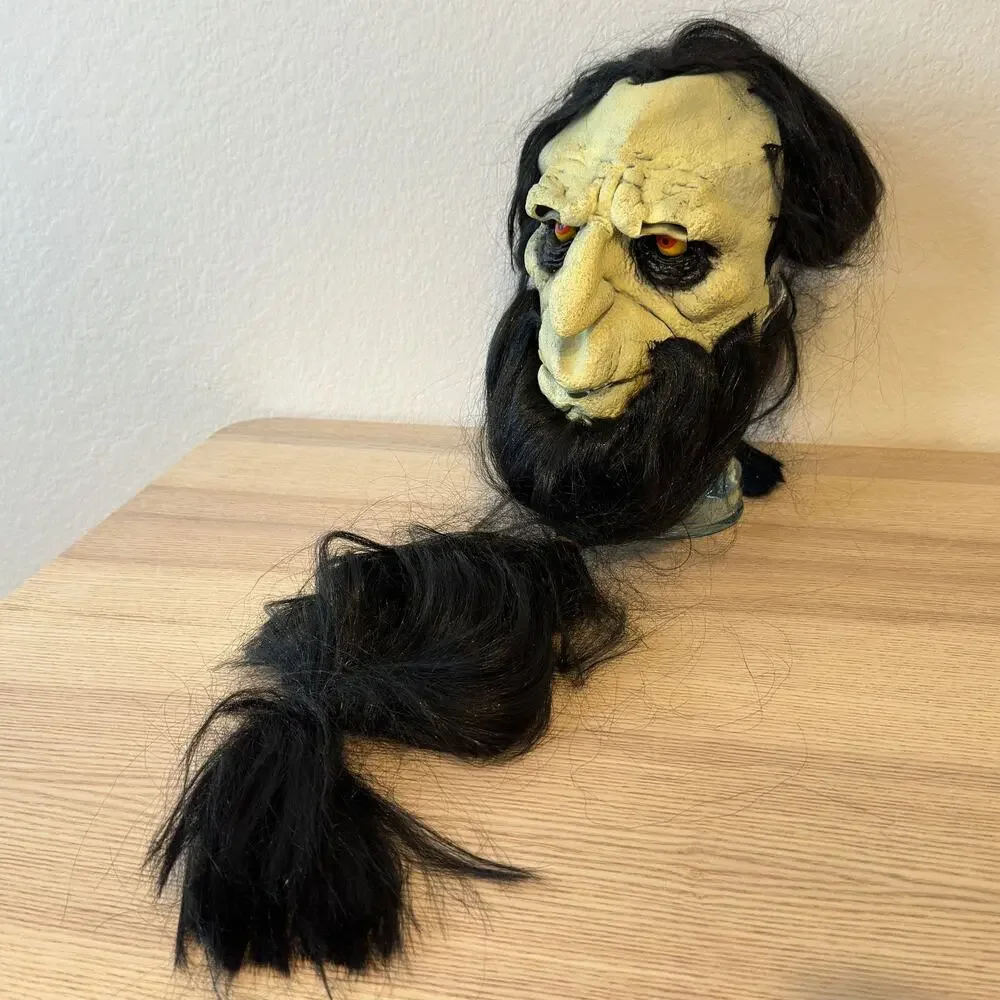 1999 Paper Magic Group Halloween Mask Warlock Troll Ogre Long Black Hair Beard